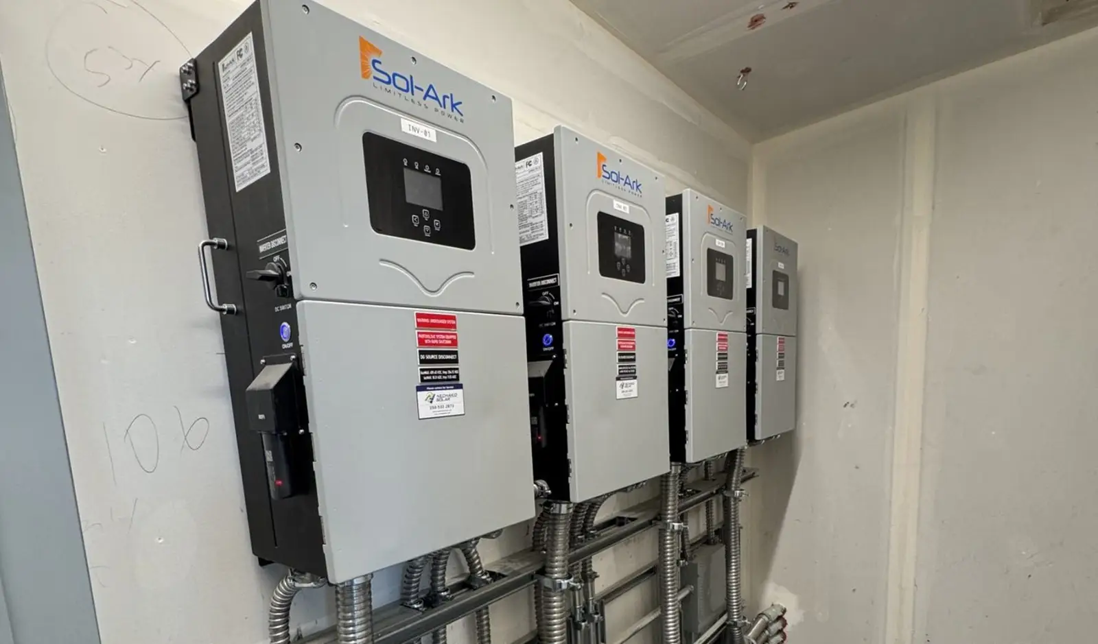 Solar inverters and micro-grid controls wired by Nechako Solar