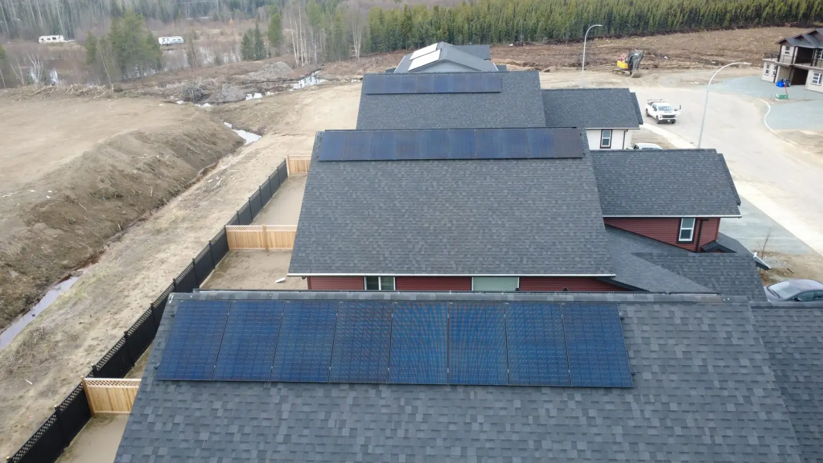 Rooftop solar array on a new build home in Prince George, BC